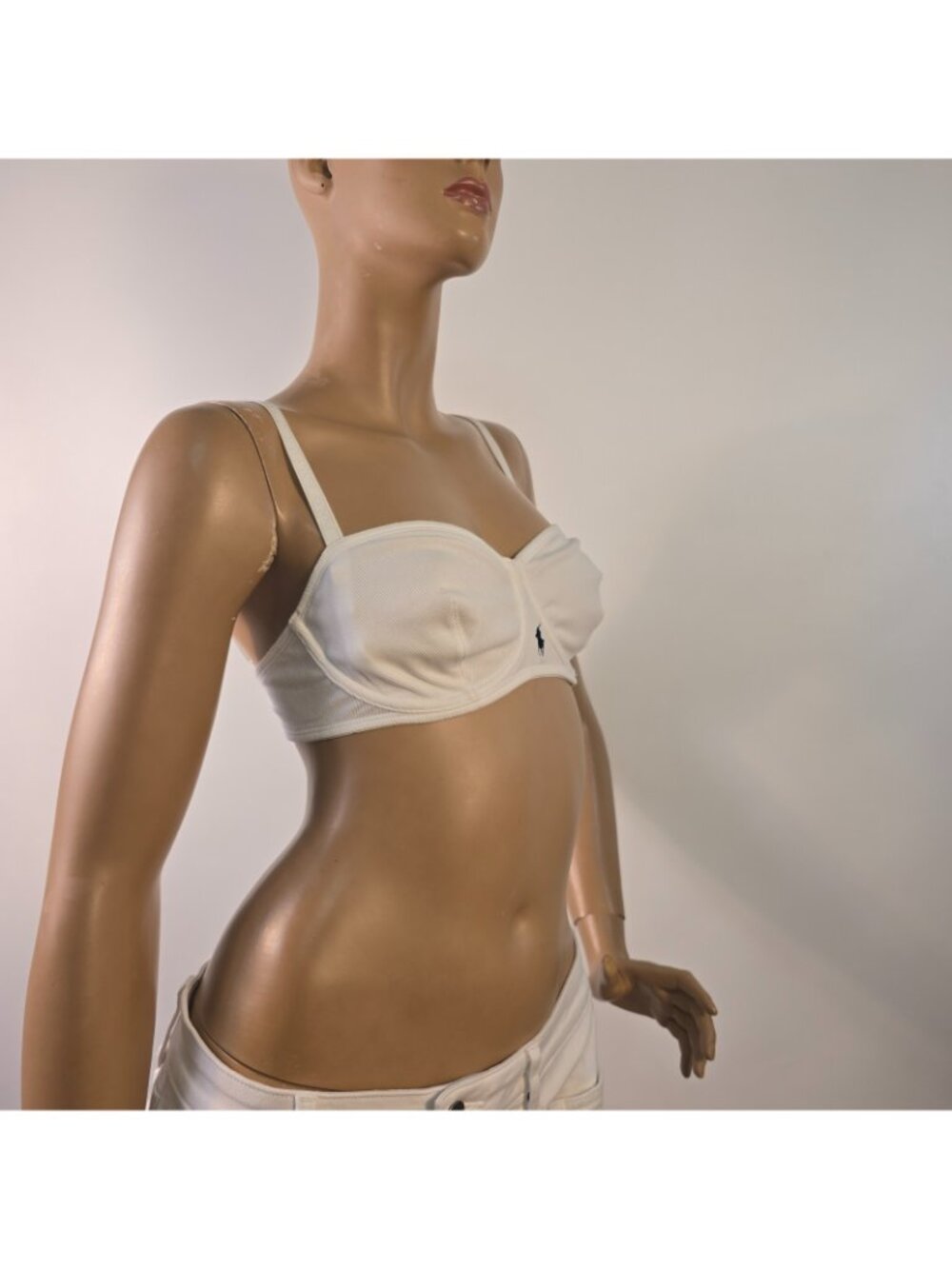 Polo RALPH LAUREN Modern Rib Demi Bra White Cloud Size 36 D NWT $78 - Picture 5 of 9